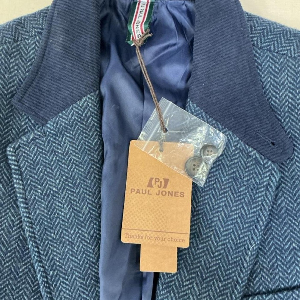 Blue herringbone blazer jacket - Picture 2 of 5
